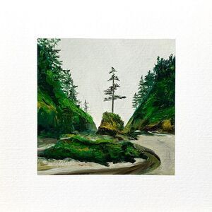 8x8 PNW Original Oil Painting Seascape Pacific Dead Man's Cove Washington Signed